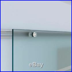 6.6Ft Modern Sliding Tempered Glass Door Set Barn Hardware Track System Kit New