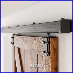 6/6.6/8FT Box Rail Hardware Heavy Duty Sliding Barn Door Track Wall Mount Kit