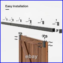 6/6.6/8FT Box Rail Hardware Heavy Duty Sliding Barn Door Track Wall Mount Kit