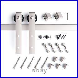 6.6 FT Brushed Nickel Sliding Barn Door Hardware Track Kit, Basic J Pulley, Hea