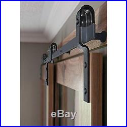 6.6 FT Bypass Sliding Barn Door Hardware Double Wood Doors One-Piece Rail Black
