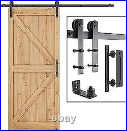 6.6 FT Heavy Duty Sturdy Sliding Barn Door Hardware Kit, Black, 6.6 Feet