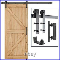 6.6 FT Heavy Duty Sturdy Sliding Barn Door Hardware Kit, Black, 6.6 Feet