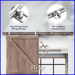 6.6 FT Top Mount Stainless Steel Sliding Barn Door Hardware Track Kit, Modern, Hea