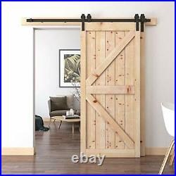 6.6 Feet Bypass Sliding Barn Door Hardware Kit Double Wood Doors One-Piece Rail