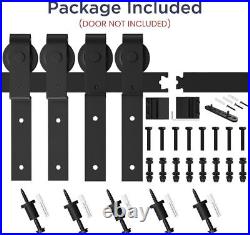 6.6 Feet Bypass Sliding Barn Door Hardware Kit for Double Wooden Doors-Single