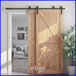 6.6 Feet Bypass Sliding Barn Door Hardware Kit for Double Wooden Doors Smoot