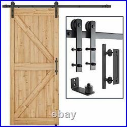 6.6 Ft Heavy Duty Sturdy Sliding Barn Door Hardware Kit Black whole Set Include