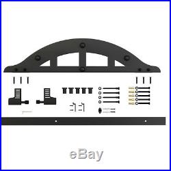 6.6ft 1 Rail Black Steel Sliding Barn Door Hardware Flat Track Kit Georgia Style