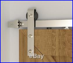 6.6ft Brushed Nickel Two-Side Soft Closing Sliding Barn Wood Door Hardware Kit