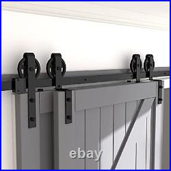 6.6ft Heavy Duty Sliding Barn Door Hardware Single Track Bypass Double Door Kit