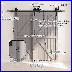 6.6ft Heavy Duty Sliding Barn Door Hardware Single Track Bypass Double Door Kit