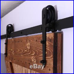 6/8/10FT Steel Sliding Barn Door Hardware Kit Closet Track For Double Wood Doors