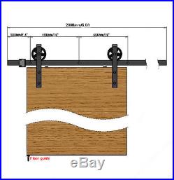 6ft/8ft Vintage Strap Industrial Wheel Sliding Barn Wood Door Hardware Track Kit
