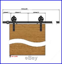 6ft/8ft Vintage Strap Industrial Wheel Sliding Barn Wood Door Hardware Track Kit
