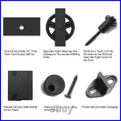 6ft Heavy Duty Sliding Barn Door Hardware Kit, Black, Whole Set Includes 1x