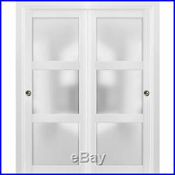 72 x 80 Sliding Closet Bypass Doors with hardware Lucia 2552 White Silk