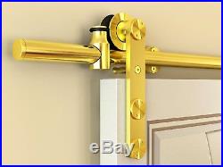 76 Geneva Gold Finish Sliding Barn Door Hardware for Wood Doors