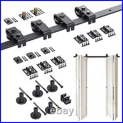 76 In Door Hardware Black T-double Folding Sliding Door Guide Rail Hardware Set