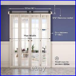 76 In Door Hardware Black T-double Folding Sliding Door Guide Rail Hardware Set