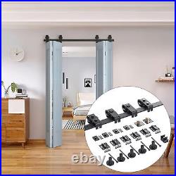 76 In Door Hardware Black T-double Folding Sliding Door Guide Rail Hardware Set