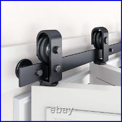 76 In Door Hardware Black T-double Folding Sliding Door Guide Rail Hardware Set