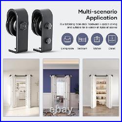 76 In Door Hardware Black T-double Folding Sliding Door Guide Rail Hardware Set