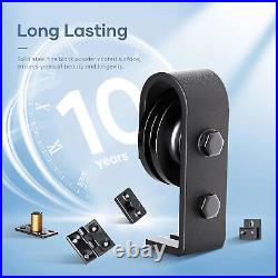 76 In Door Hardware Black T-double Folding Sliding Door Guide Rail Hardware Set