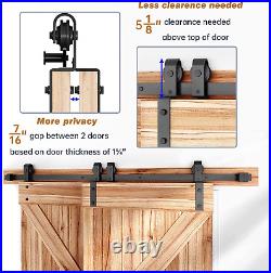 7.5FT Bypass Double Sliding Barn Door Hardware Kit, Single Track, Heavy Duty, Slide