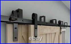 8FT-20FT Bypass Sliding Barn Door Hardware Kit Track Hangers For Bypass 4 Doors