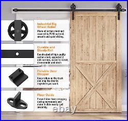 8FT Heavy Duty Barn Door Hardware Kit, Sliding Barn Door Hardware Kit for Wood S