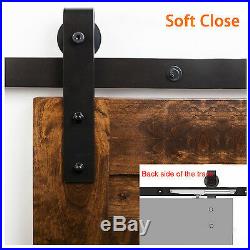8FT Soft Closing Antique Black Sliding Barn Wood Door Hardware Closet Track Kit