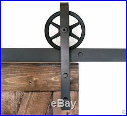 8FT Vintage Strap SUPER BIG Wheel Single Sliding Barn Wood Door Hardware Track