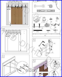 8FT stainless steel bypass sliding barn wood door hardware track kit