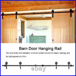 8/10/12/13FT Carbon Steel Sliding Barn Double Door Hardware Track Rail Kit Black