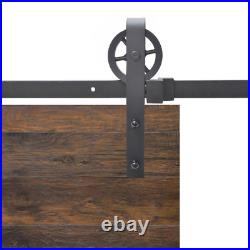 8 FT Vintage Strap Industrial Wheel Steel Sliding Barn Wood Door Hardware 440LB