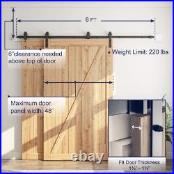 8 Feet Bypass Sliding Barn Door Hardware Kit Single Track Bypass for Panels New