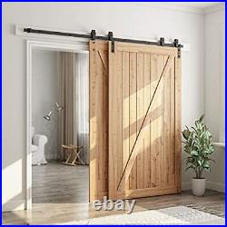 8 Feet Bypass Sliding Barn Door Hardware Kit for Double Wooden Doors-Single