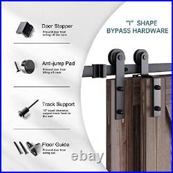 8 Ft Bypass Sliding Barn Door Hardware Single Track Bypass Kit For Double Wooden