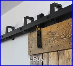 8ft-20ft Bypass Wood Barn Door Hardware Sliding Track Hanger Kit for 4 Doors US