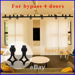 8ft-20ft Bypass Wood Barn Door Hardware Sliding Track Hanger Kit for 4 Doors US