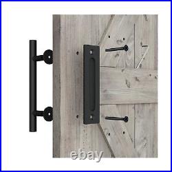 8ft Heavy Duty Sliding Barn Door Hardware Kit(Wheel Shape) + Barn Door Bottom