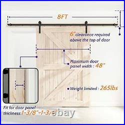 8ft Single Door Sliding Barn Door Hardware Track Kit Black i Shape