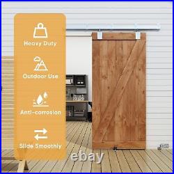 96 Box Rail Exterior Barn Door Hardware Kit, Heavy Duty Sliding Barn Door