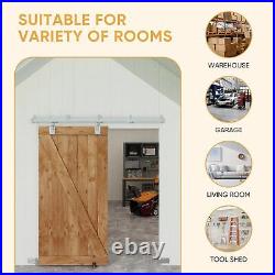 96 Box Rail Exterior Barn Door Hardware Kit, Heavy Duty Sliding Barn Door