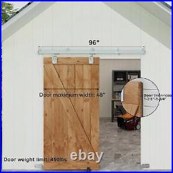 96 Box Rail Exterior Barn Door Hardware Kit, Heavy Duty Sliding Barn Door