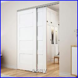 96 Ceiling Mount Bypass Sliding Door Hardware, Silver Box Rail Pocket Door Wa