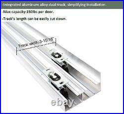 96 Ceiling Mount Bypass Sliding Door Hardware, Silver Box Rail Pocket Door Wa