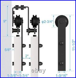 9FT-20FT Bypass Sliding Barn Door Hardware Kit For 4 Doors Closet Track Roller