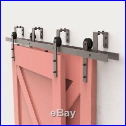 9FT Bypass Sliding Barn Door Hardware Track Kit Bracket i style Hanger Rail New